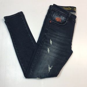 Superdry Authentic Vintage Biker Denim Distress Skinny Jean. Sz 32
